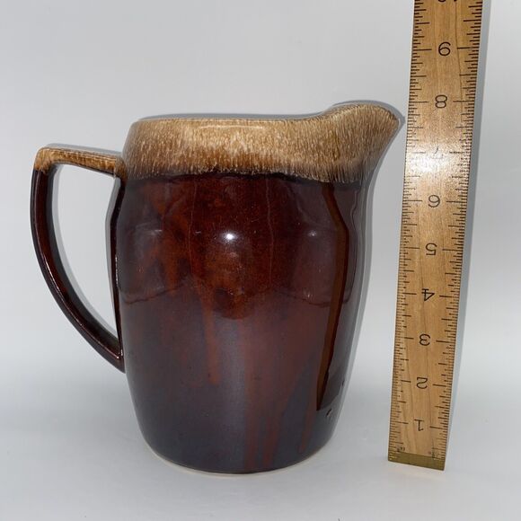 Kathy Kale BROWN DRIP Glaze  #7011 Ice Lip  Pitcher, Exc Cond. 8" Tall, Vintage - Picture 2 of 10